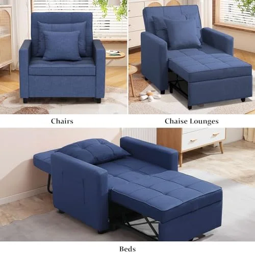 RUNFAYBIU Convertible Chair Bed  3-in-1 Folding Sofa Bed Chair with Adjustable Backrest  Multi-Functional Pull Out Sleeper Chair Bed Single Armchair