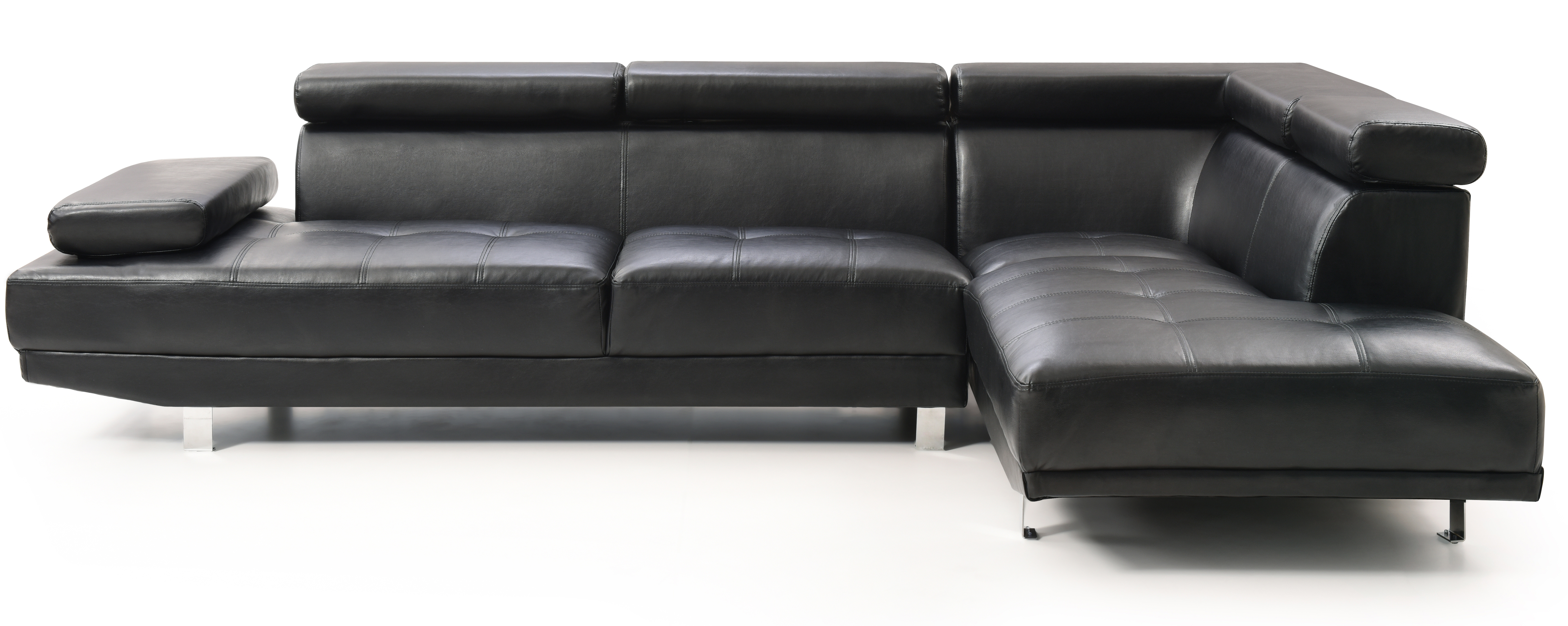 Modern Black Sectional with Adjustable Armrest and Headrest - Elevate Your Space
