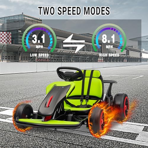 Kids Go Kart, Ride On Drift Kart with Dual 200W Motors, 24V Battery Powered Electric Drift Car, Outdoor 2-Speed Ride On Racing Toy for Boys Girls 6+