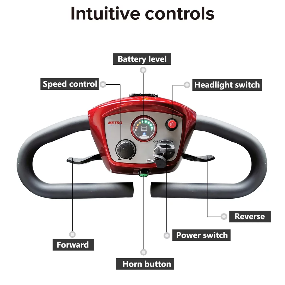 Outdoor Motorized Electric Carts for Senior, Heavy Duty Electric Scooters with 4 Wheel, Sliding Swivel Seat with Flip-Up Armrests for Adults