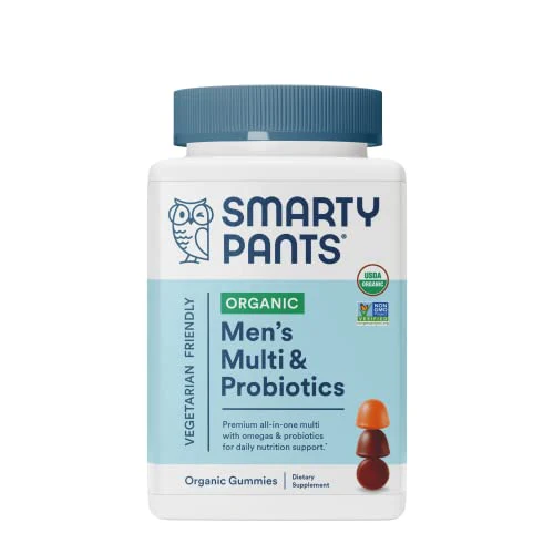 SmartyPants Organic Mens Multivitamins, Daily Gummy Vitamins: Probiotics, Vitamins C, D3, B12, Zinc & Omega 3 for Immune Support, Digestive Health