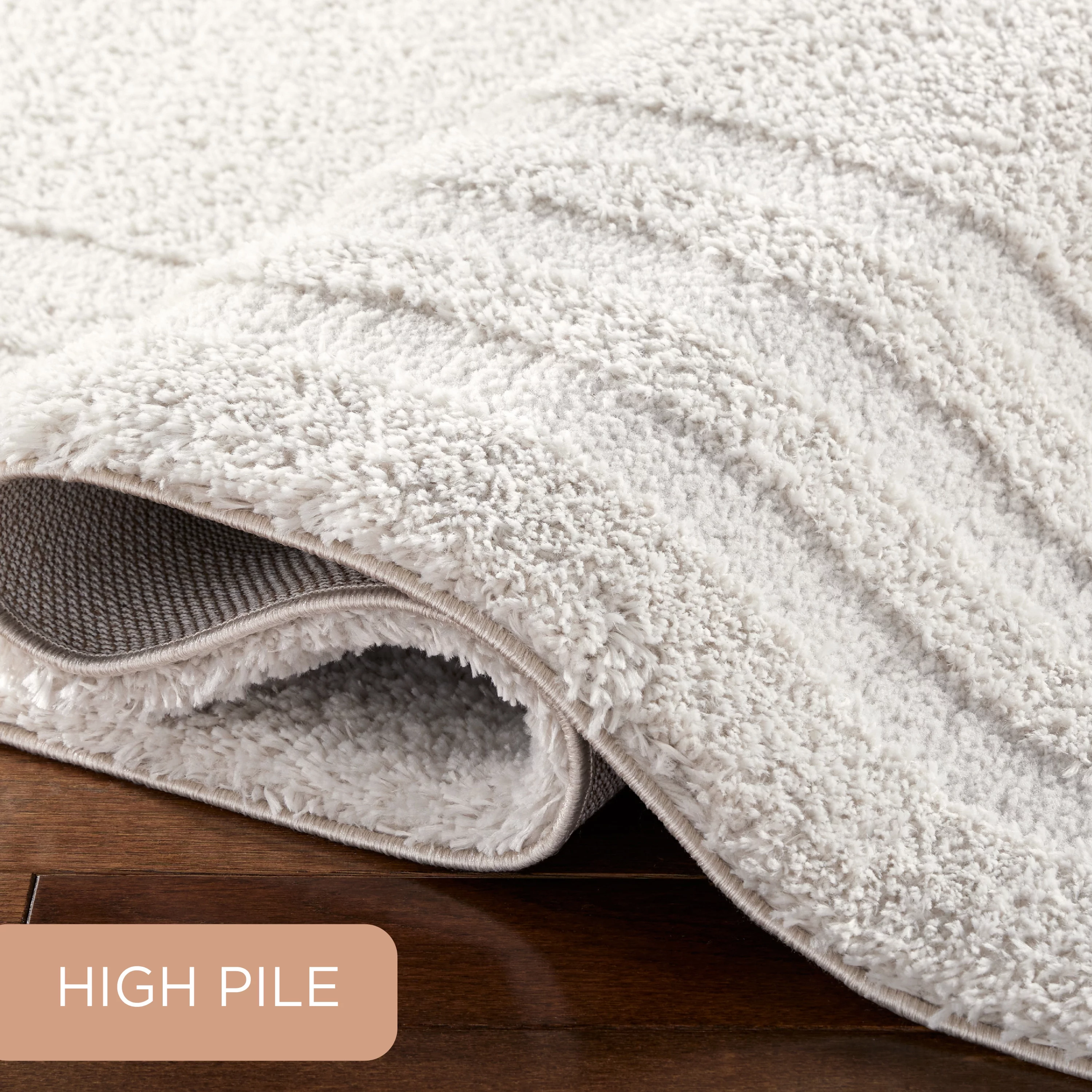TOWN & COUNTRY EVERYDAY Cloud Shag Plush Border Area Rug with High-Low Pile, Beige, 7'10"x10'2"