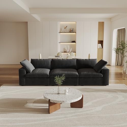 160.6" Cloud Couch Modular Sectional Sofa for Livingroom,Oversized Convertible Sofa with Storage Ottomans,6 Seat Wide Couches