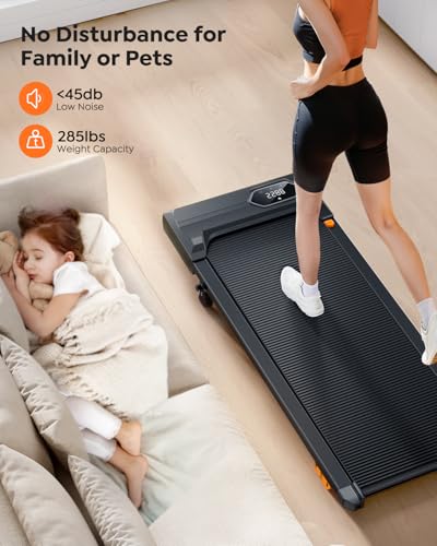 Walking Pad Treadmill with 10% Incline, Under Desk Treadmill, Compact Portable Treadmills for Home Office, 285lbs Capacity, APP/Remote Control