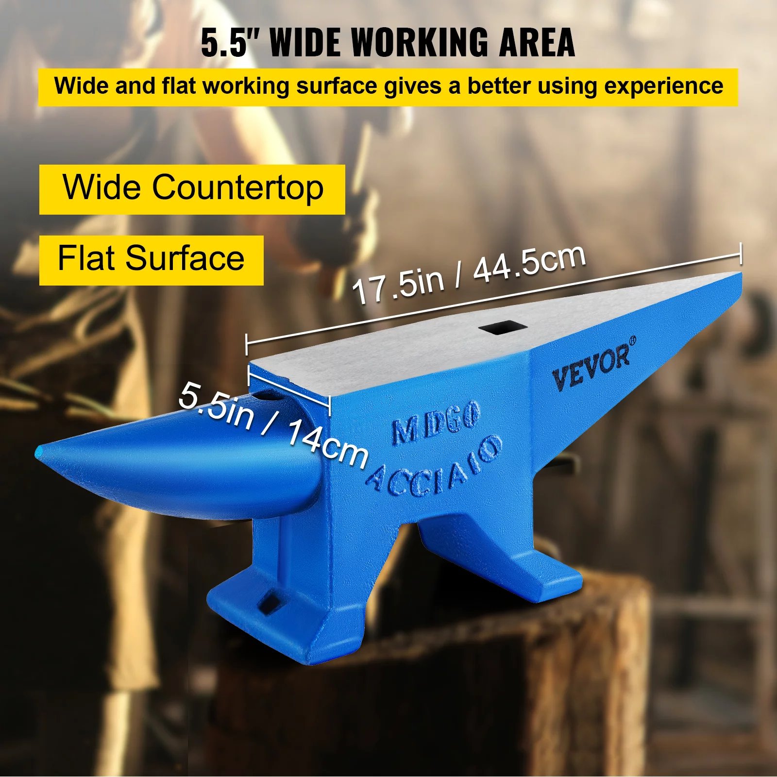 VEVOR 123lbs Single Horn Cast Steel Blacksmith Anvil, Forge Tools for Metal Working - Radiant Selections