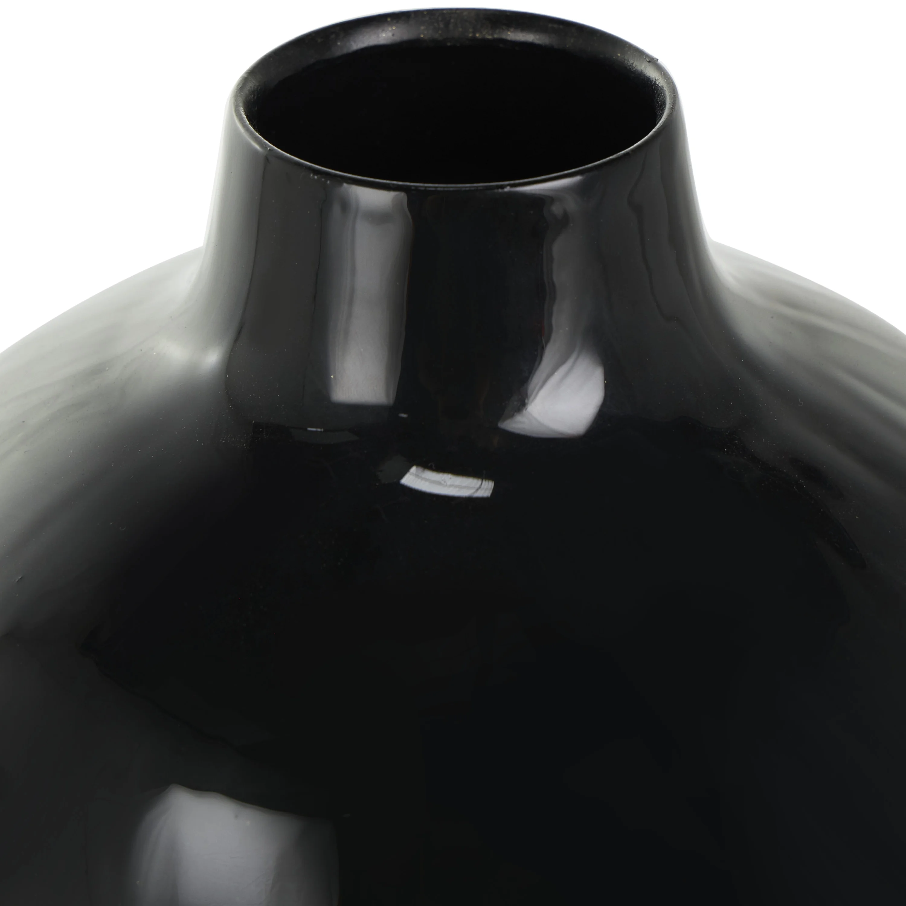 DecMode 16" Abstract Black Metal Vase with Gold Detailing