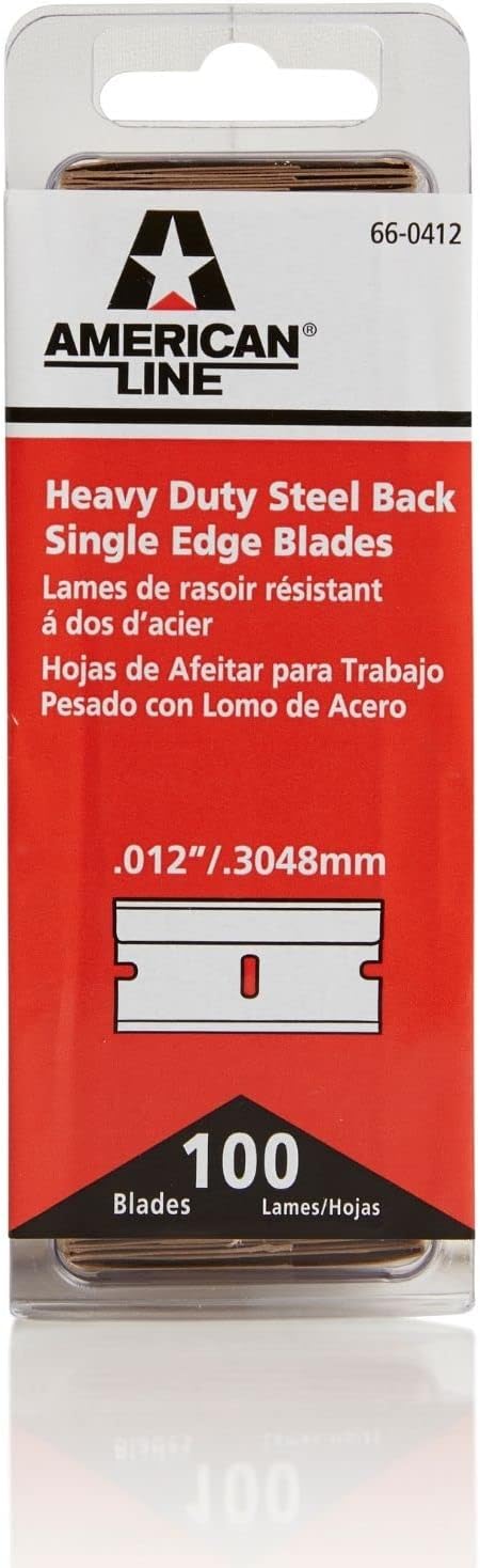 American Line Single Edge Razor Blades - 500-Pack - 0.012" Heavy Duty High Carbon Steel with Steel Backing for Extra Durability and Long Life