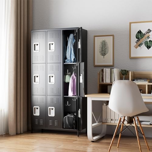 METAN Metal Storage Locker for School Office Gym Bedroom, 12 Doors Locker Cabinet for Employees, Industrial Steel Storage Locker with 12 Hooks
