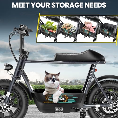 Caroma Peak 500W/800W/1200W Electric Scooter with Seat, 16 * 3" Fat Tire Ebike for All-Terrain, Max 15/25/30 Miles Ranges&20MPH