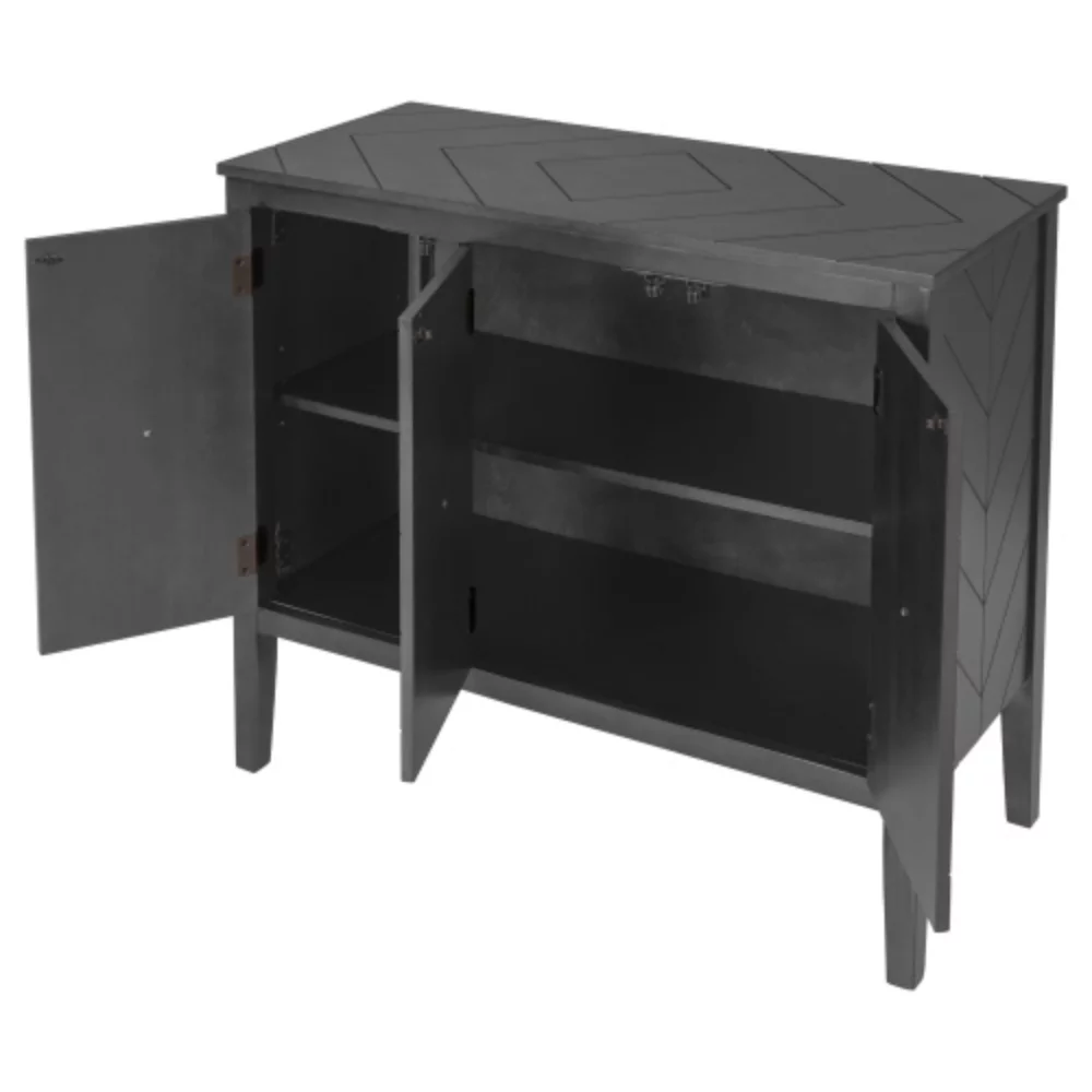 Accent Storage Cabinet Wooden Cabinet with Adjustable Shelf, Antique Gray, Entryway, Living Room, Bedroom Grey + MDF