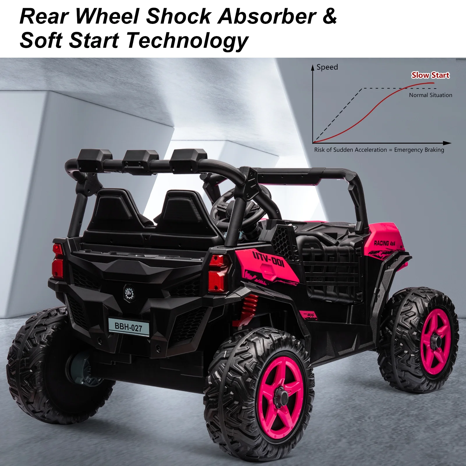 OTTORD 24V Ride on Cars , 4WD Off-Road Electric Cars Vehicles for Adults, Kids with Remote Control, Bluetooth, Soft Start, Spring Suspension