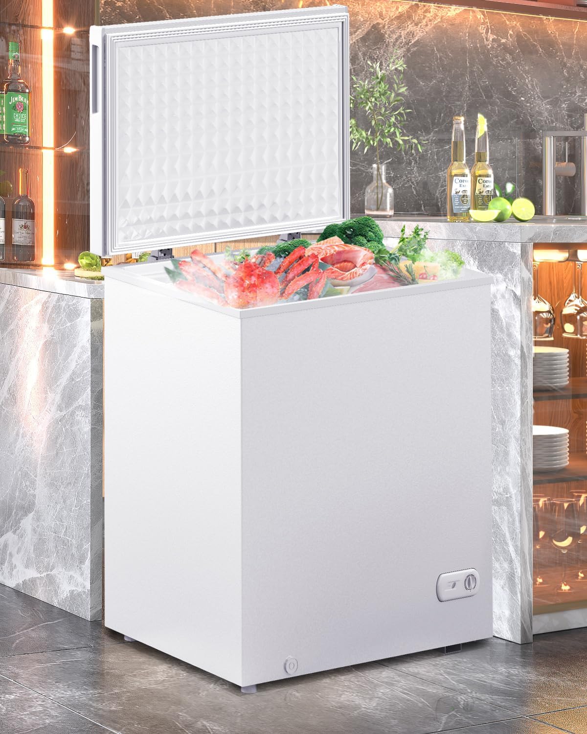 10.0 Cu.Ft Chest Freezer,Deep Freezer with Removable Basket,Compact Freezer with Top Open Door, Adjustable Temperature