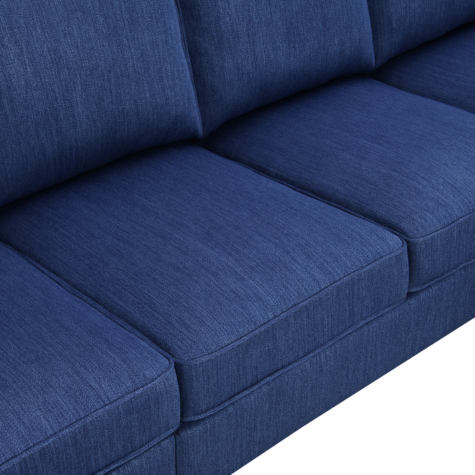Vortex 7-seat Linen Fabric L-shaped Sectional Sofa - Blue