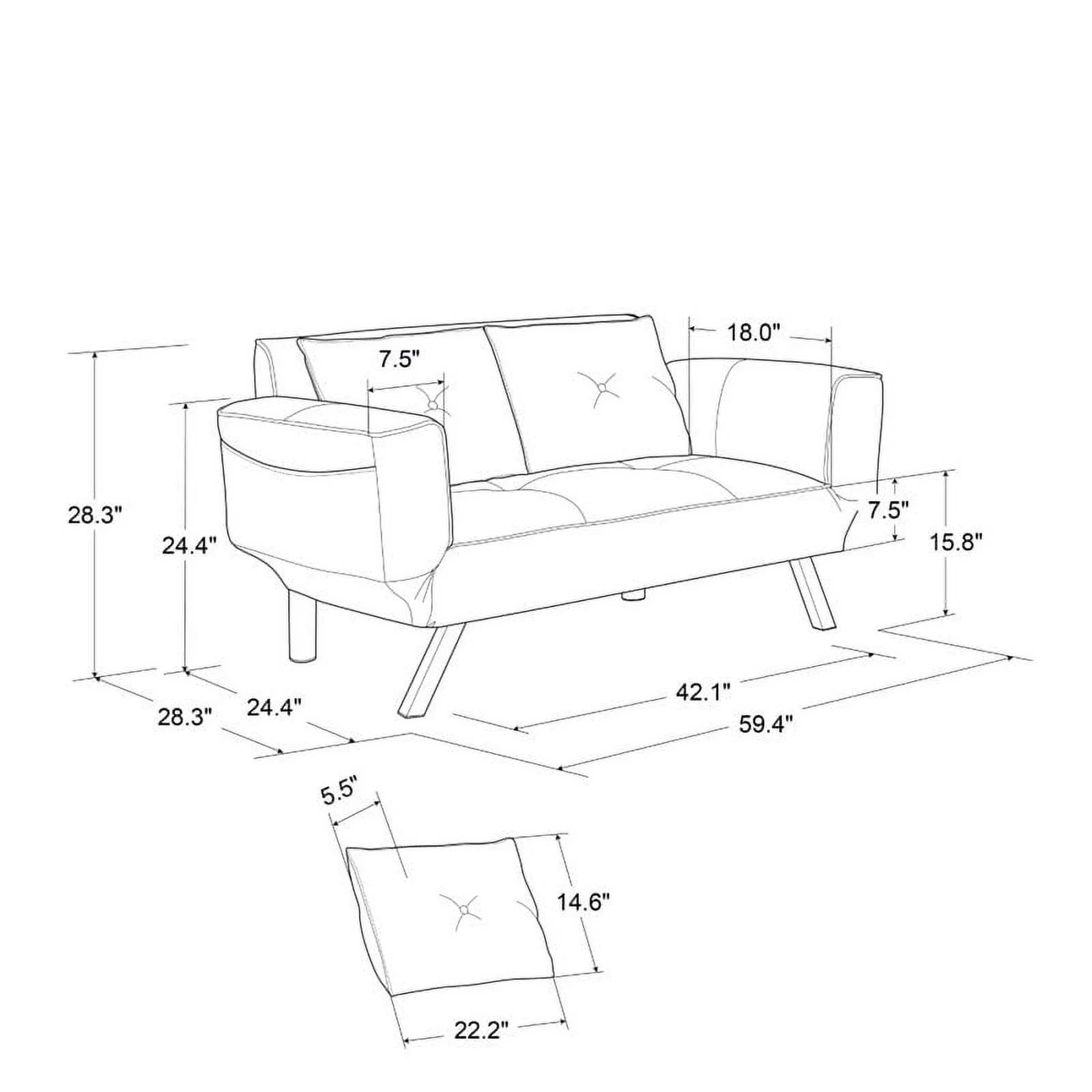 Lifestyle Solutions Serta Morrison Convertible Sofa in Dark Gray Fabric