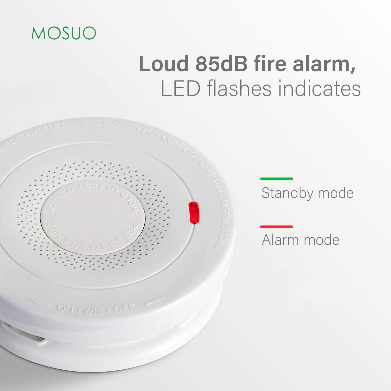 Smoke and Carbon Monoxide Detector Alarm(10-Year Battery Not Hardwired),MOSUO Fire Alarms Smoke Detectors