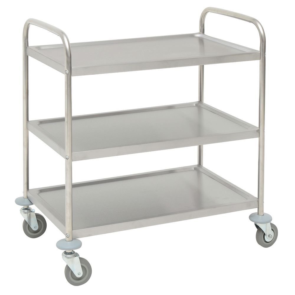Hubert Utility Cart with 3 Shelves Stainless Steel - 31 9/10L x 17 9/10W x 33 5/8H