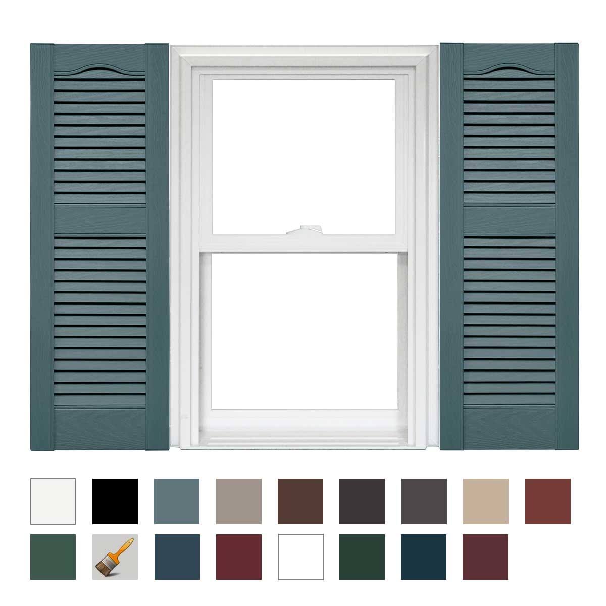 Mid America Open Louver Vinyl Shutters (1 Pair) - 14.5 x 55 004 Wedgewood Blue