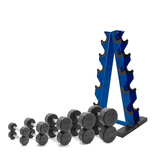 CAP Barbell 150 LB Coated Hex Dumbbell Weight Set with Vertical Rack | Multiple Options