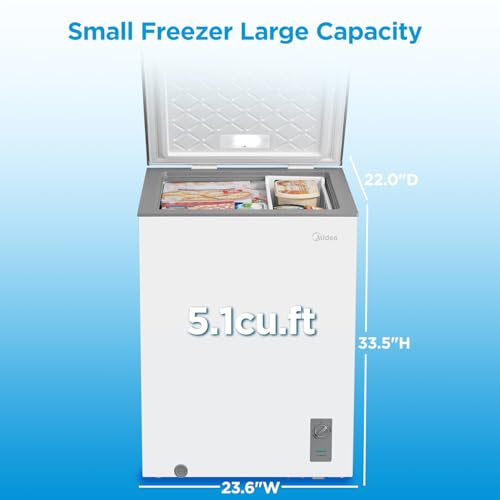 Midea MERC04C4BAWW 3.5 Cubic Feet Chest Freezer, Cu.ft-Convertible, White