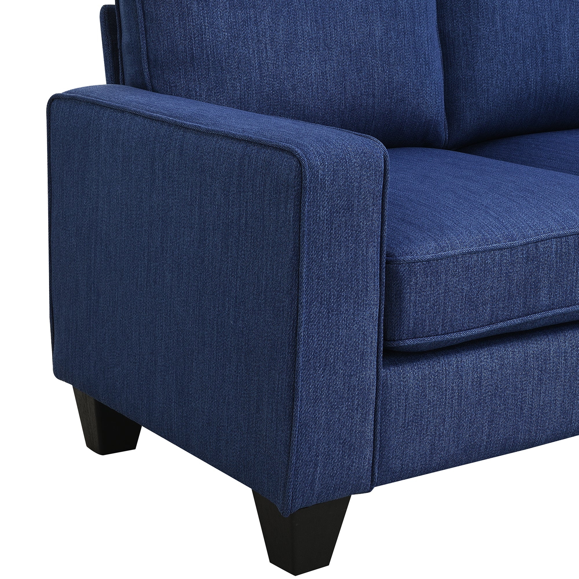 Vortex 7-seat Linen Fabric L-shaped Sectional Sofa - Blue