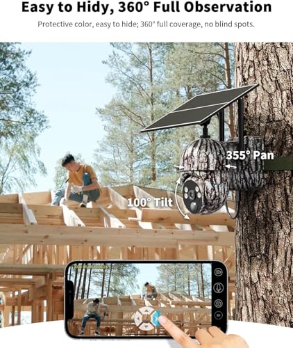 Cellular Trail Camera 3rd Generation 4G LTE with Solar Panel, Live Video Game Camera Include SIM Card with 360° Pan Tilt, Motion Activated