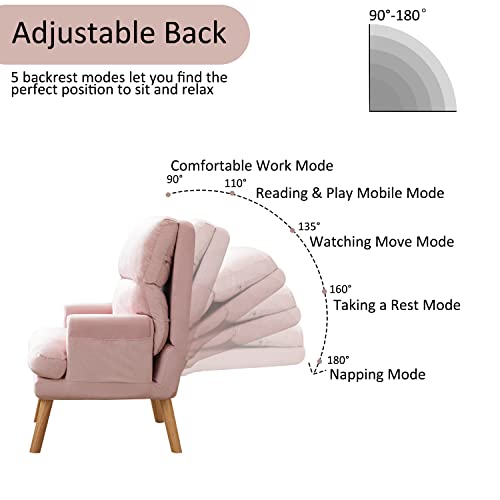 INZOY Accent Chairs with Ottoman, Velvet Fabric Armchair with Ottoman for Bedroom Living Room