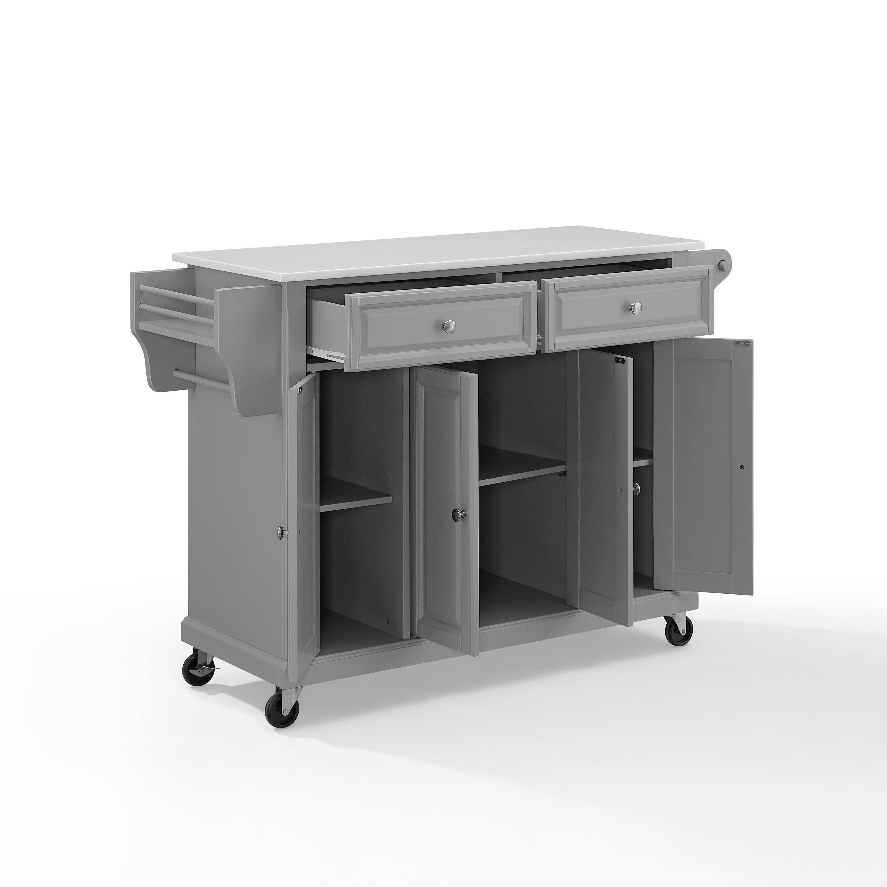 Crosley Full Size Granite Top Kitchen Cart/Island Gray/White