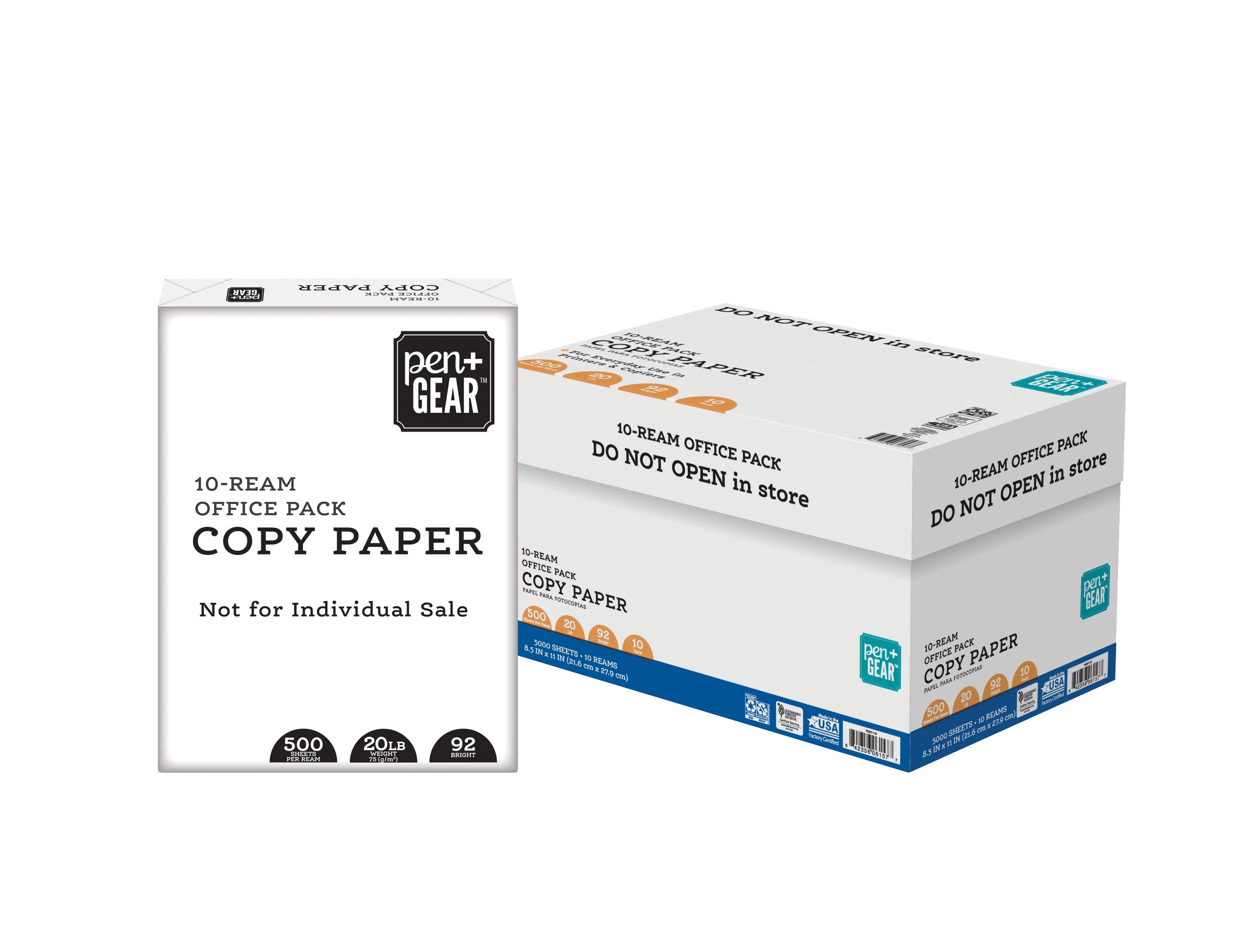 Pen+Gear Copy Paper, 8.5" x 11", 92 Bright White, 20 lb., 10 Ream Case (5,000 Sheets)