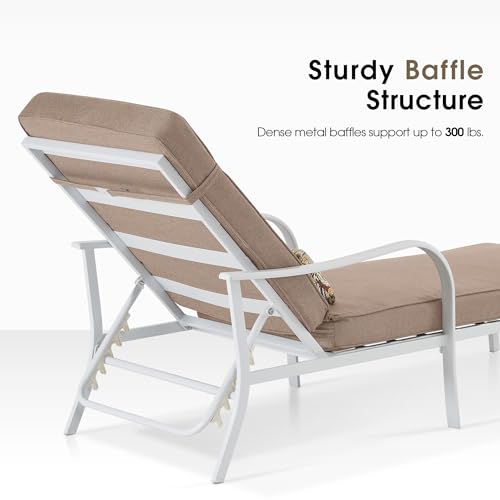ivinta Outdoor Chaise Lounge Chair with Thick Cushion