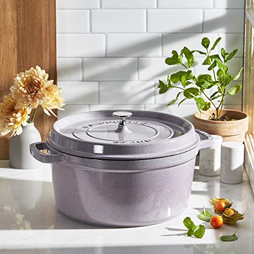 STAUB Cast Iron Dutch Oven 5.5-qt Round Cocotte, Made in France, Serves 5-6, Black Matte