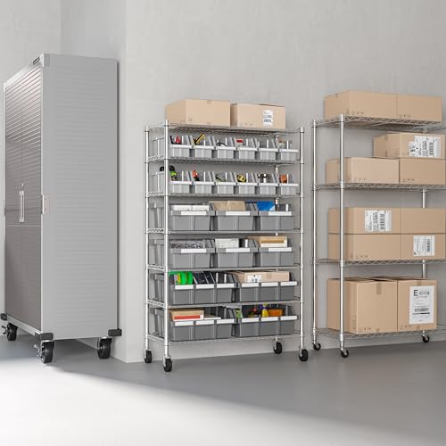 Seville Classics Heavy Duty NSF Bin Rack Solid Steel Wire Shelving Storage Unit, Patented Organizer for Garage, Warehouse, Office, Restaurant