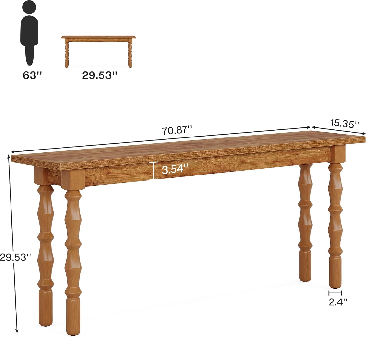 Tribesigns 70.9-Inch Extra Long Console Table for Entryway, Narrow Sofa Table Behind Couch with Solid Wood Legs, Entry Accent Table for Living Room