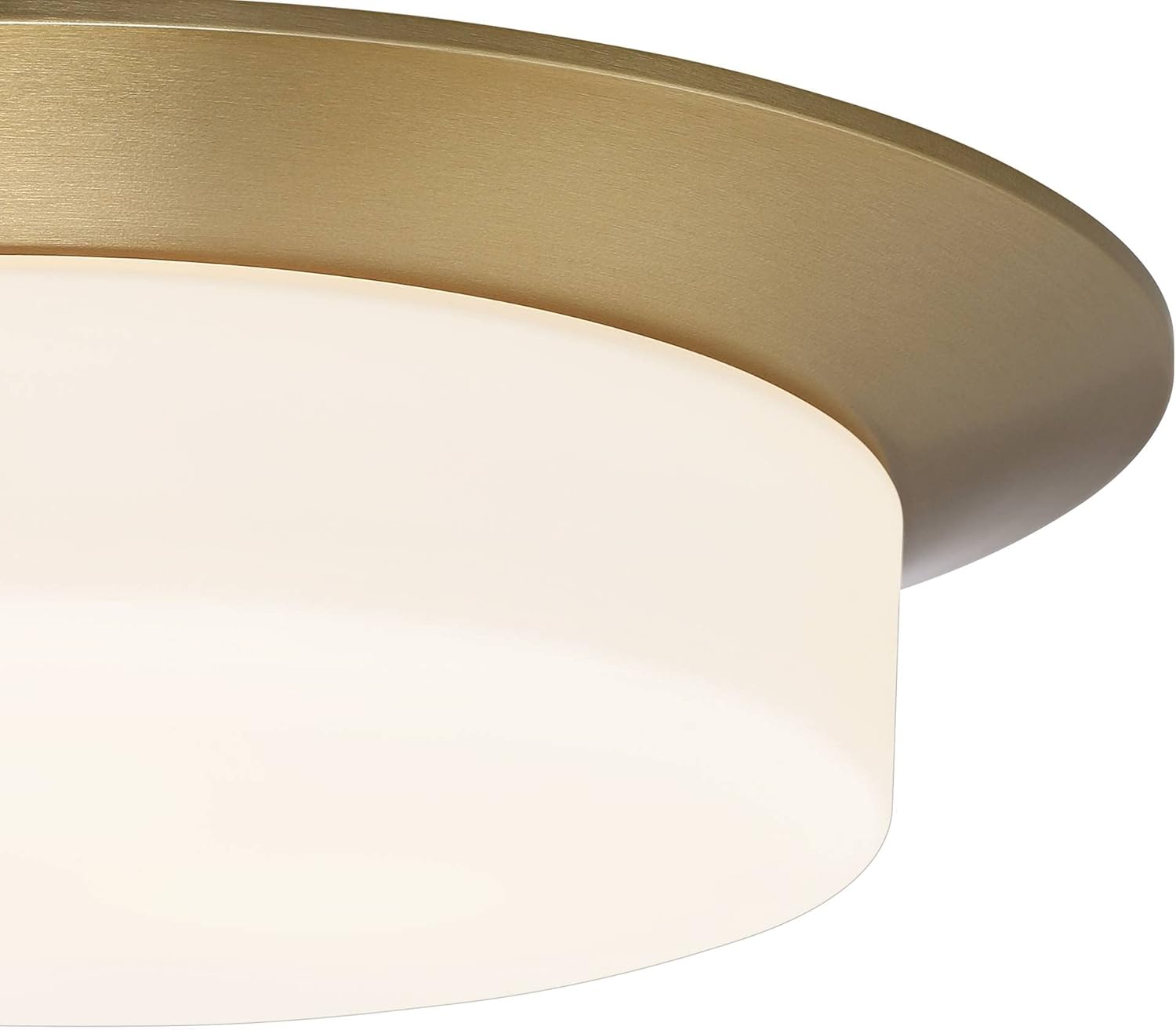 Possini Euro Design Melber Modern Ceiling Light Flush-Mount Fixture 14" Wide Warm Brass Gold Metal 3-Light Sleek White Opal Glass Shade for Bedroom