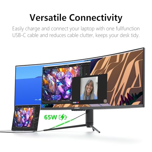 INNOCN 45C1R 45 Inch 5120 x 1440p Ultrawide Curved Gaming Monitor, R1500, HDR400, USB Type-C 90W Power Delivery, PIP/PBP, Built-in Speaker