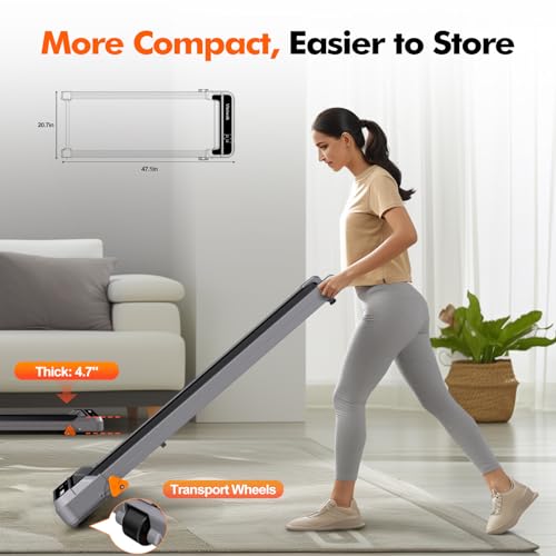 Walking Pad Treadmill with Incline - 300lbs Capacity 2.5HP Ultra-Quiet, 3-Levels Incline, Portable Under Desk Treadmill for Home Office Apartment