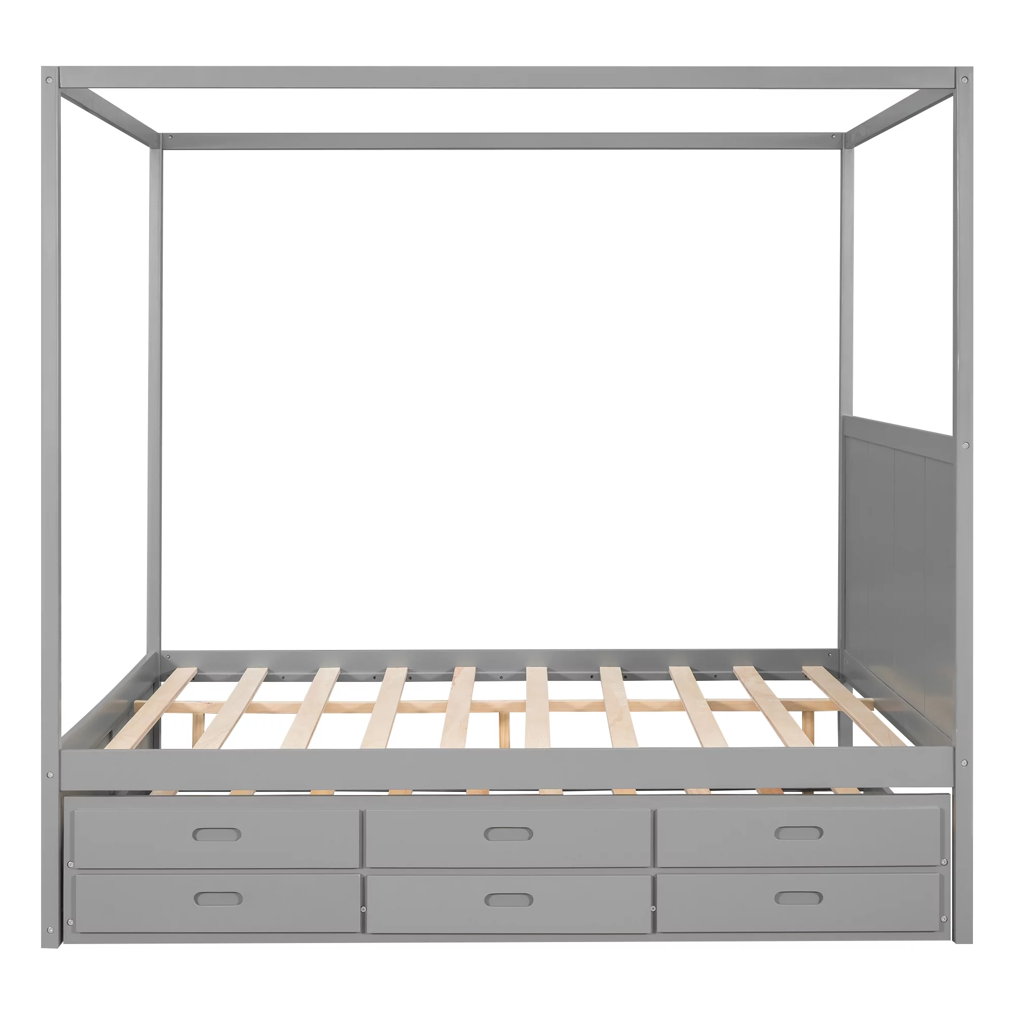 KOSBON Platform Bed with Trundle, Wooden Queen Platform Bed Frame with Twin Trundle and 3 Storage Drawers