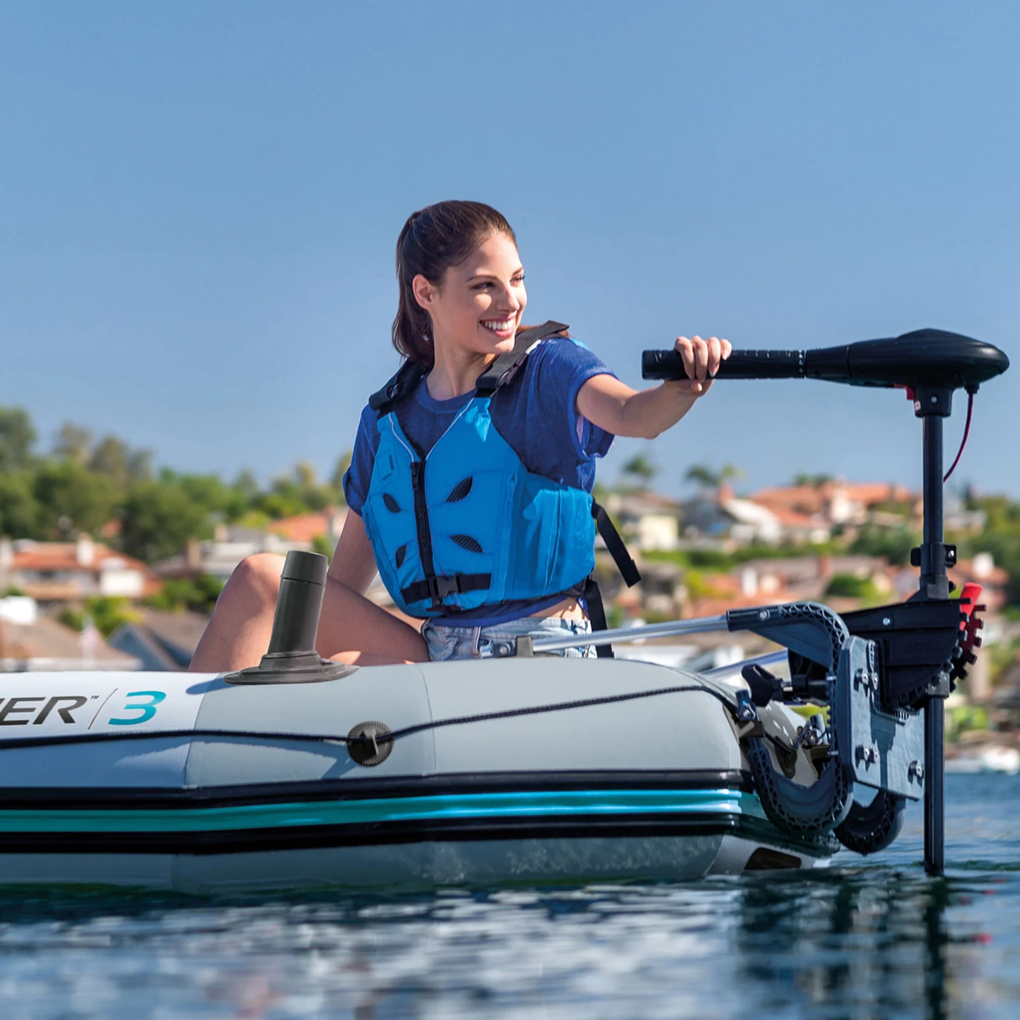 Intex Excursion 5 Person Inflatable Fishing Boat with Composite Motor Mount