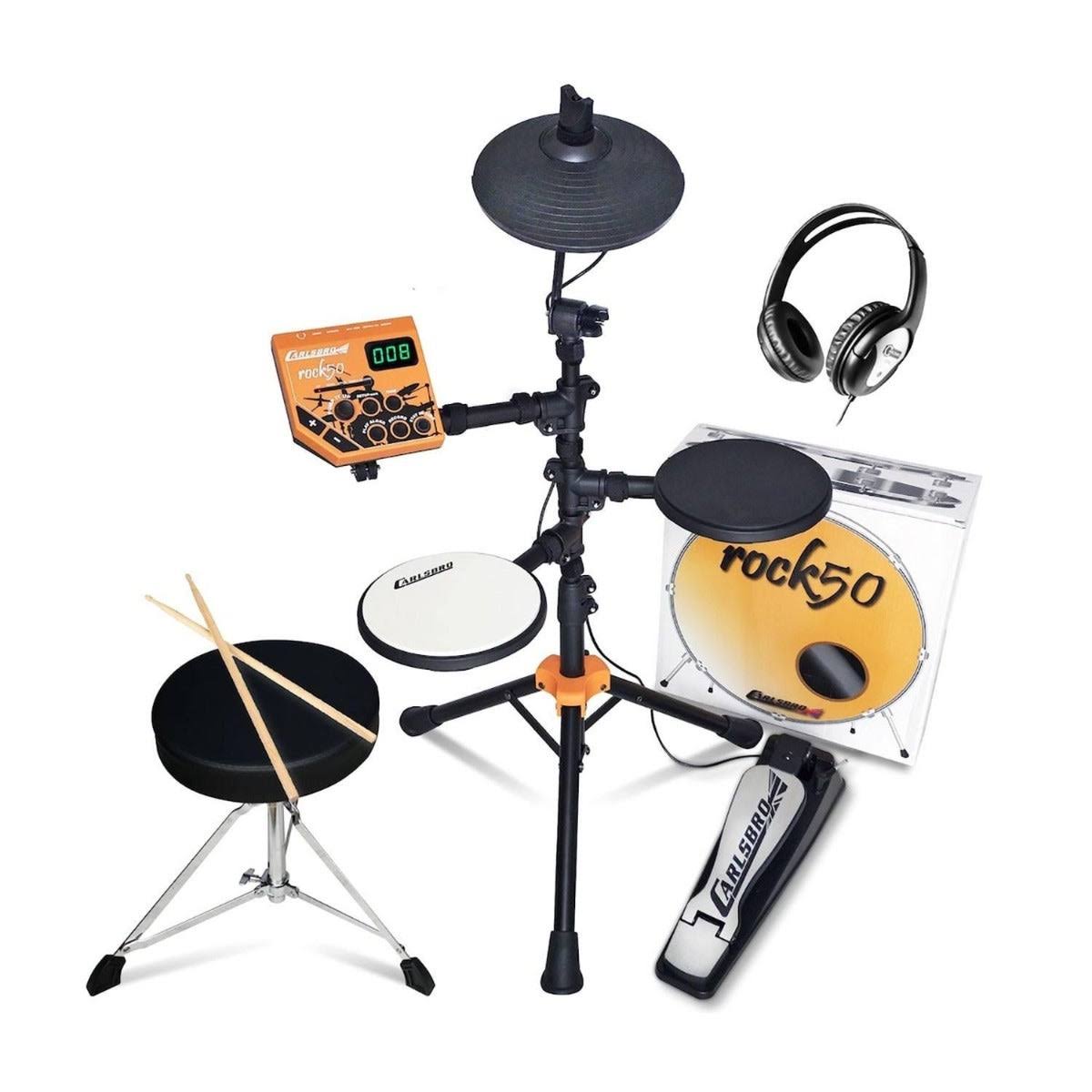 Carlsbro Rock50 BP1 Bundle 3-Piece Junior Electronic Drum Kit w/ Throne and Headphones