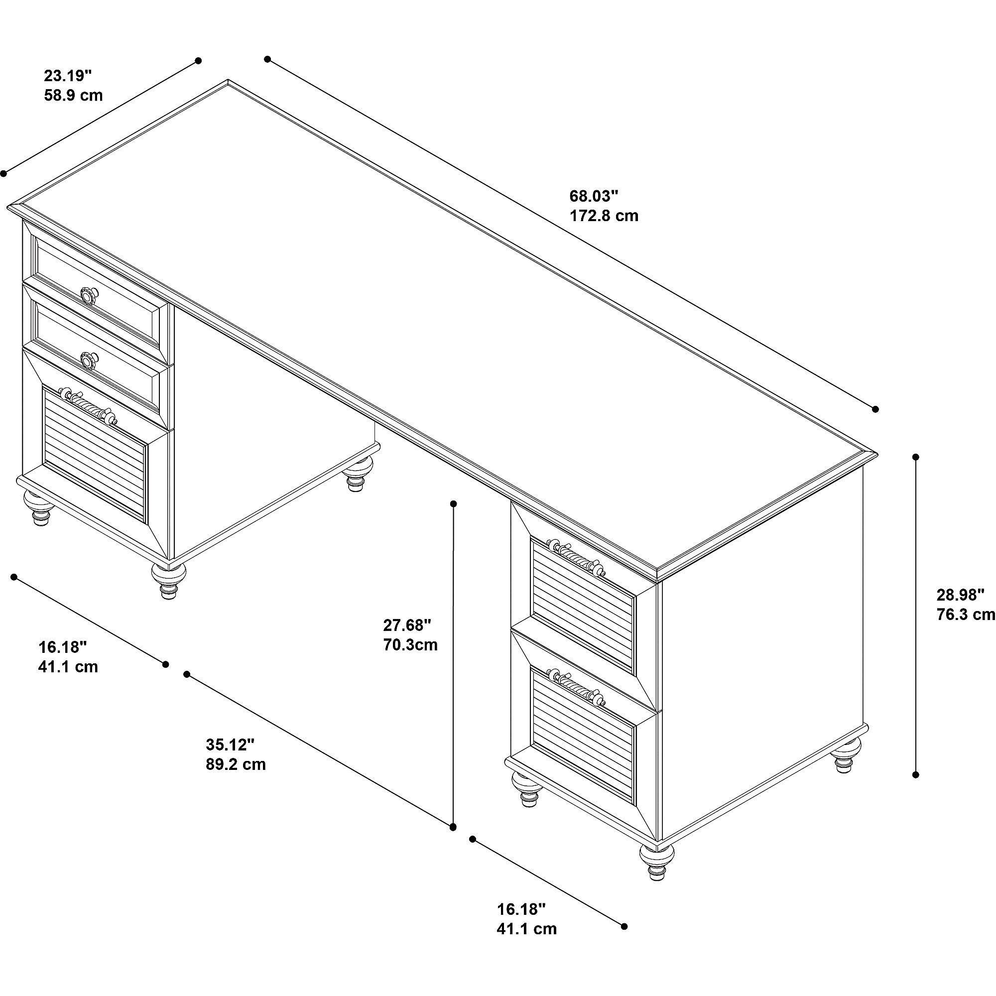 Bush Furniture Kathy Ireland Office ALA006CC Volcano Dusk Double Pedestal Desk, Coastal Cherry