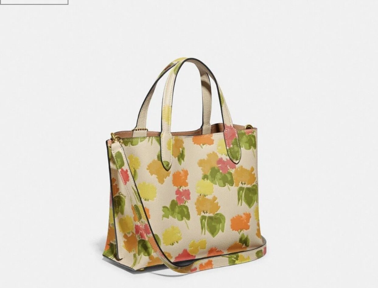COACH Floral Printed Leather Willow Tote 24 Multi One Size