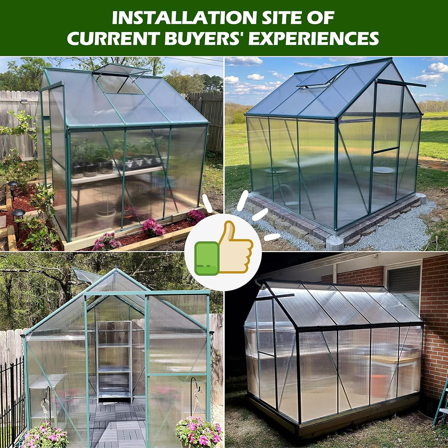 2021 Upgraded 6'x8' Hobby Greenhouse, Polycarbonate Aluminum Green House w/ Window for Winter,Heavy Duty Greenhouses Kit for Outdoor Use