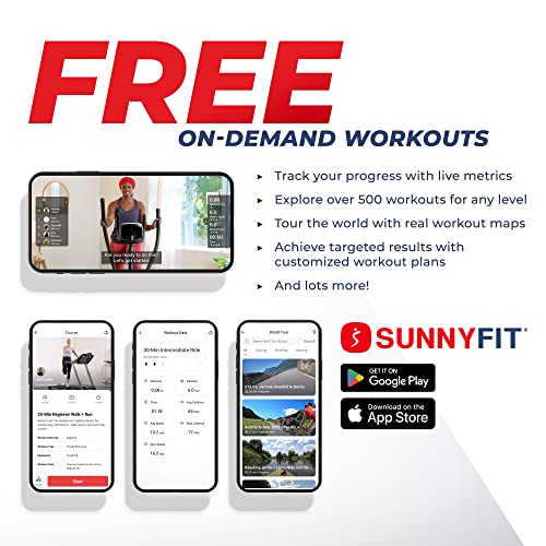 Sunny Health & Fitness Smart Recumbent Bike, Full-Body Home Training with Arm/Leg Exercisers