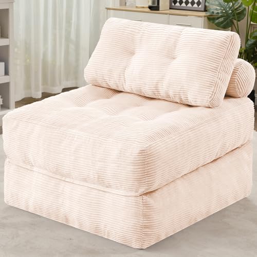 HABUTWAY Folding Sofa Bed, Convertible Sleeper Chair Bed w/Dual-Pillow & Handle, Foldable Floor Sofa Lounge w/Back Support for Living Room, Bedroom