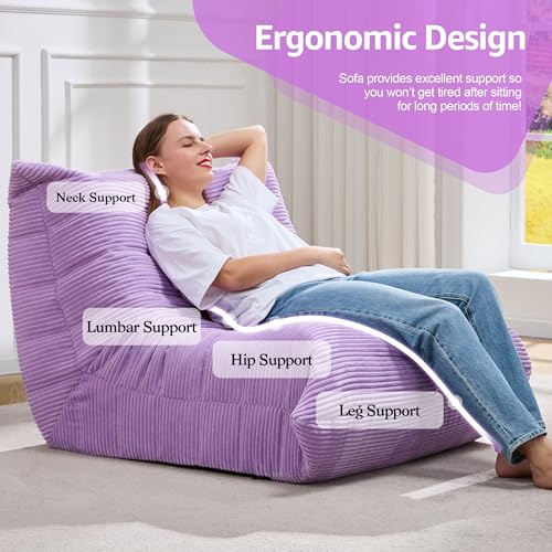 Bean Bag Chairs for Adults Giant Bean Bag Chair Memory Foam BeanBag Chair Big Bean Bag Sofa with Filler Faux Fur Fireside Beanbags Lazy Sofa for