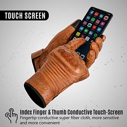 aaasportx Motorcycle Gloves Leather with Touchscreen Function - Protectors Motorcycle Gloves for Men and Women for All Weather
