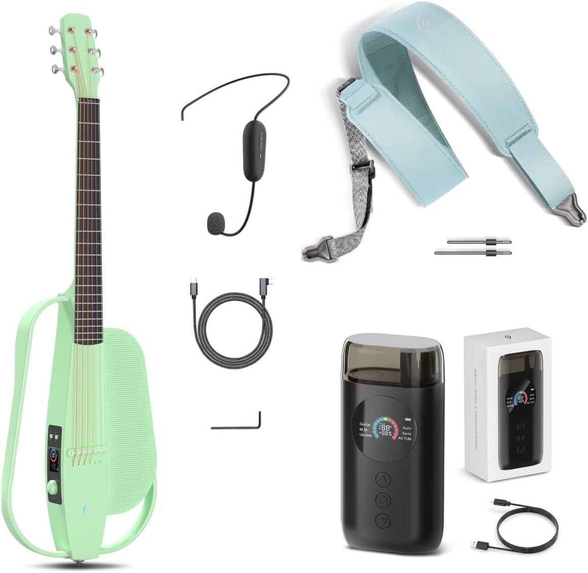 Enya Acoustic Electric Carbon Fiber Travel Guitar NEXG SE Smart Guitarra for Adults with 30W Wireless Speaker & enya Magnetic Strap & Enya Smart