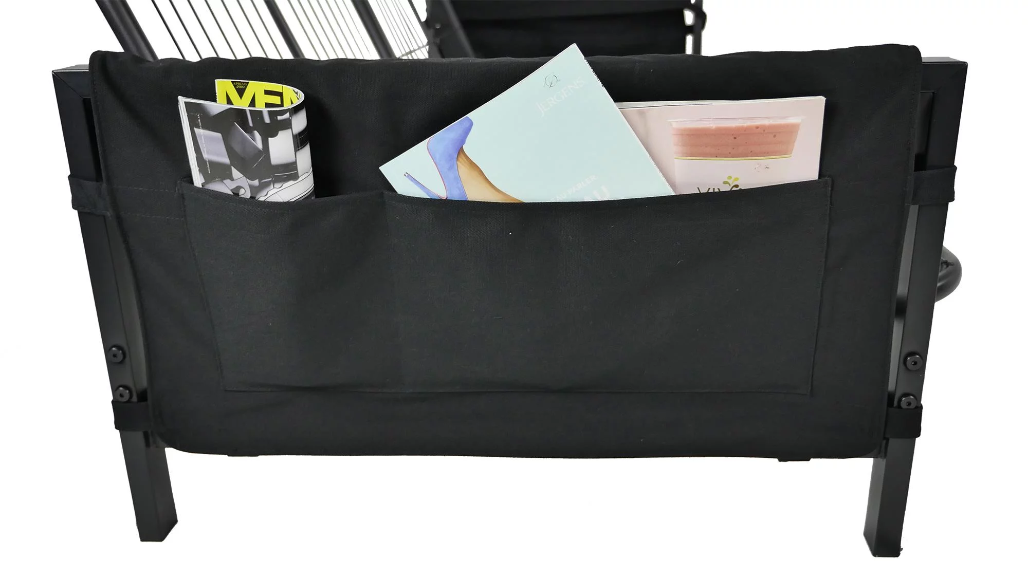 DHP Fairview Futon Set with Black Metal Frame, 6" Mattress and Storage Pockets, Black