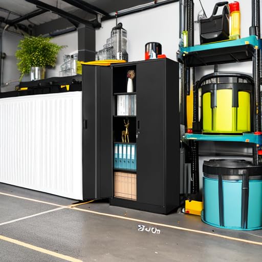 Metal Storage Cabinet with 2 Doors and 5 Adjustable Shelves