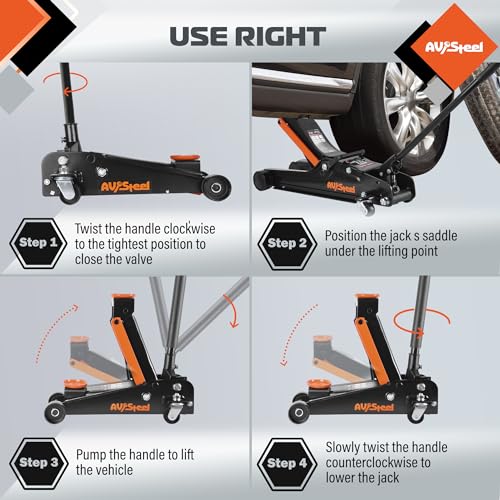 3 Ton Floor Jack (6600 lbs), Heavy Duty Hydraulic Jack for Car, Heavy-Duty Floor Jack with Single Piston Pump