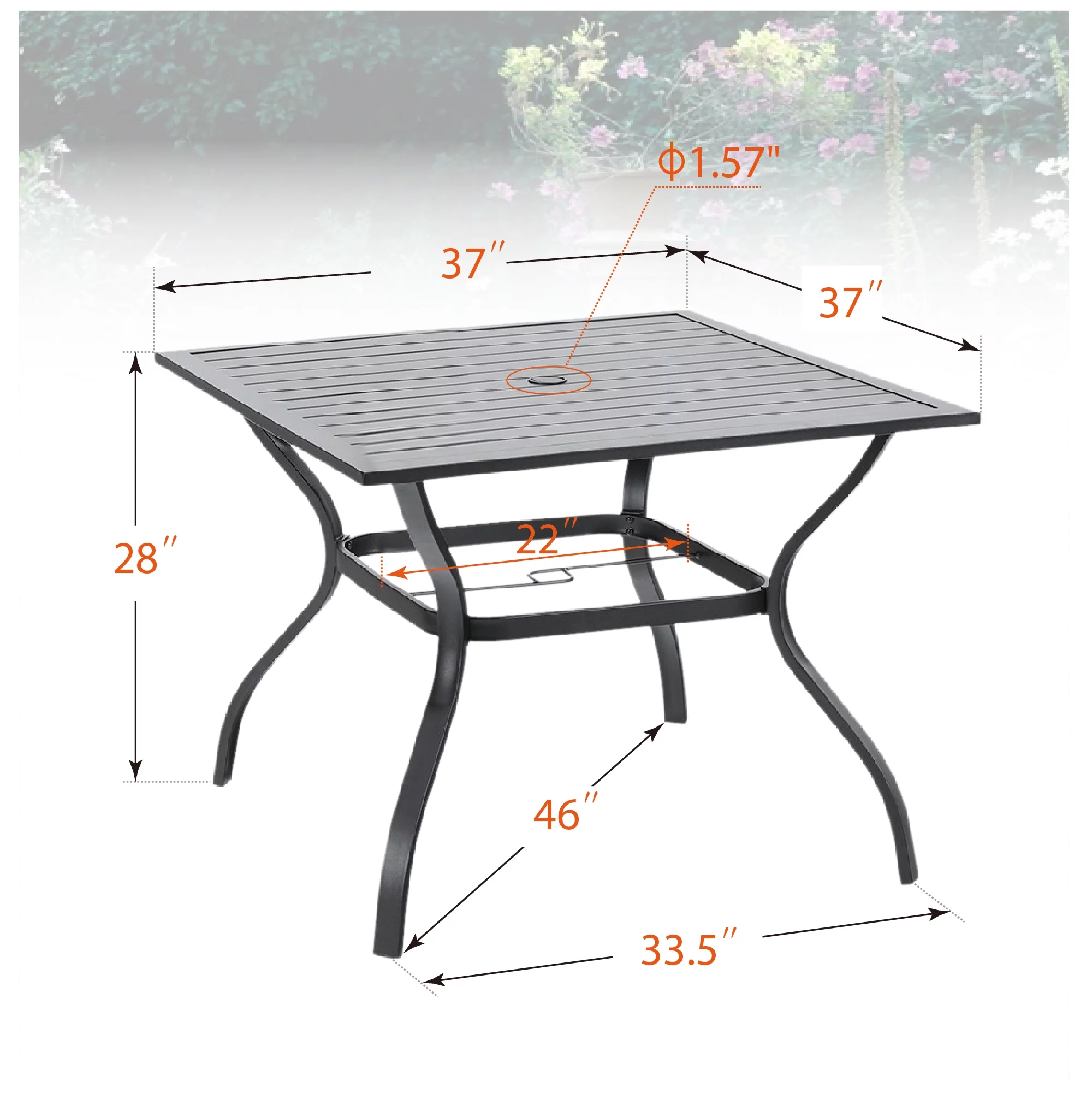 MF Studio 5-Piece Outdoor Patio Dining Set with 4 Pieces Cast Aluminum Stackable Armchairs and 1 Piece Metal Steel Dining Table,Black&Beige